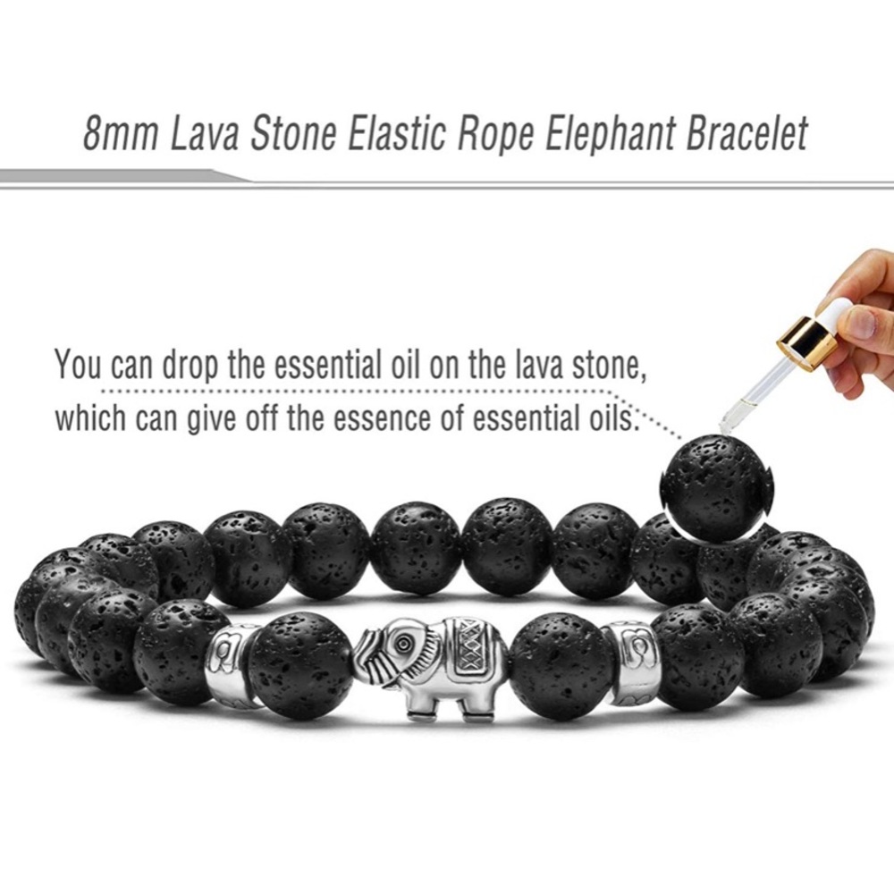 Elephant Gifts for Women Bracelet 8mm Lava Rock